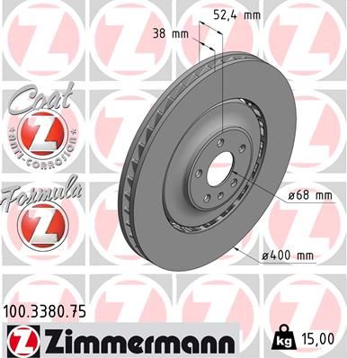 Tarcza hamulcowa ZIMMERMANN 100.3380.75