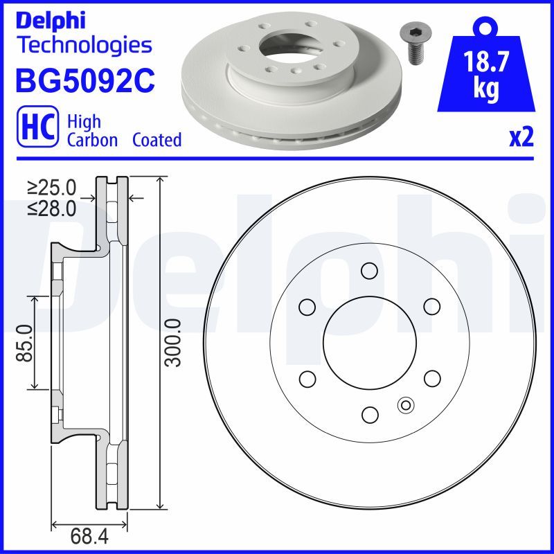 Tarcza hamulcowa DELPHI BG5092C