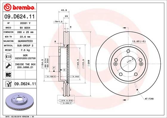 Tarcza hamulcowa BREMBO 09.D624.11