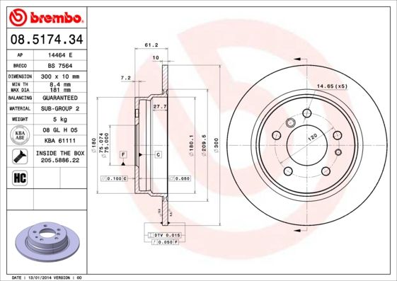 Tarcza hamulcowa BREMBO 08.5174.34