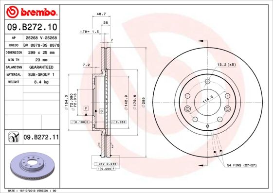 Tarcza hamulcowa BREMBO 09.B272.10