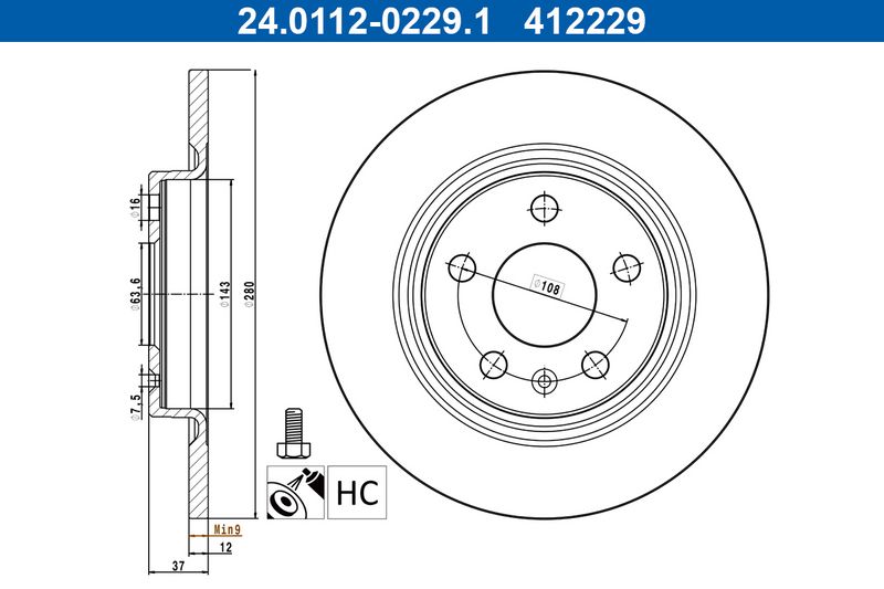 Tarcza hamulcowa ATE 24.0112-0229.1