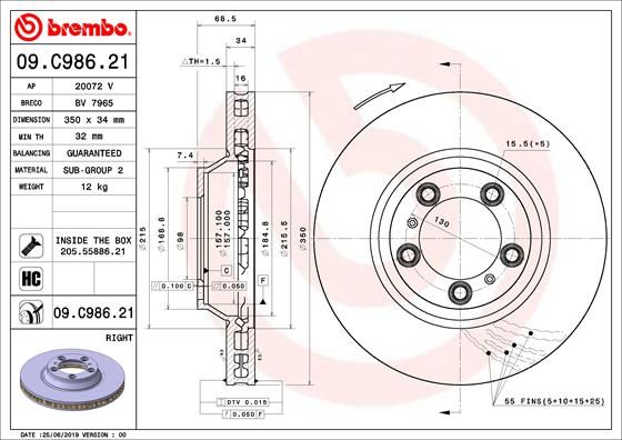 Tarcza hamulcowa BREMBO 09.C986.21