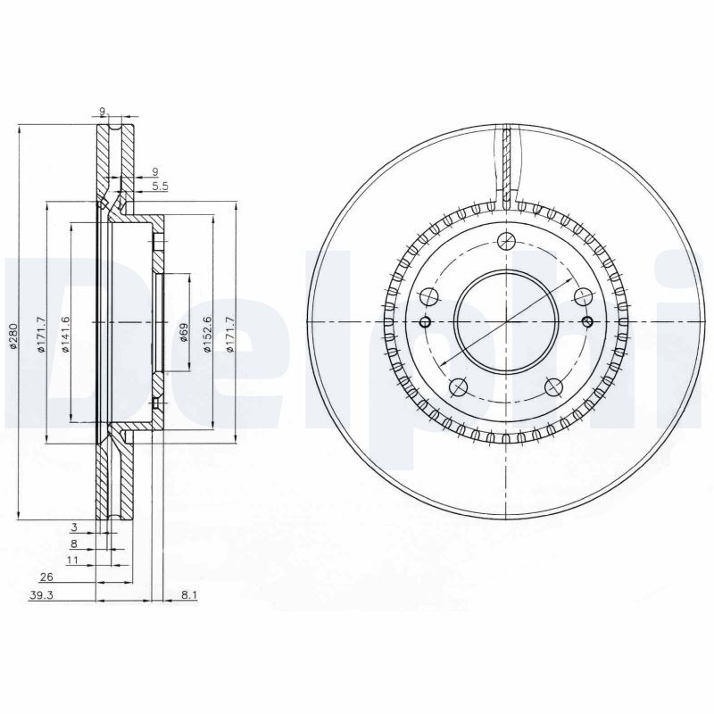 Tarcza hamulcowa DELPHI BG3861C