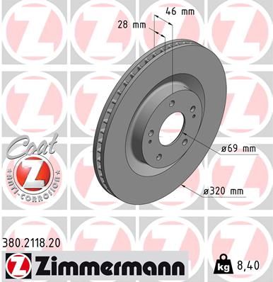 Tarcza hamulcowa ZIMMERMANN 380.2118.20