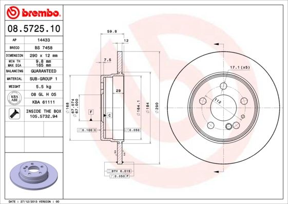 Tarcza hamulcowa BREMBO 08.5725.10