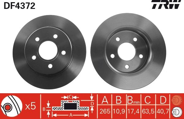 Tarcza hamulcowa TRW DF4372