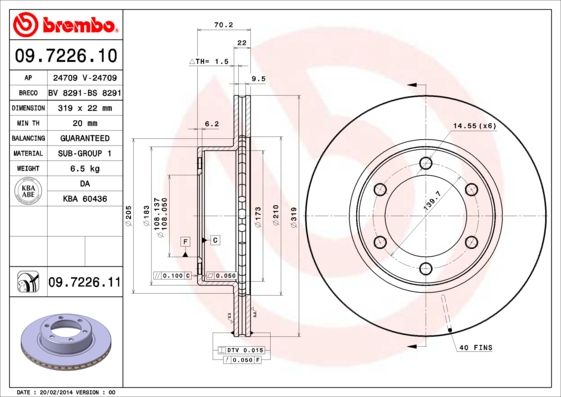 Tarcza hamulcowa BREMBO 09.7226.11