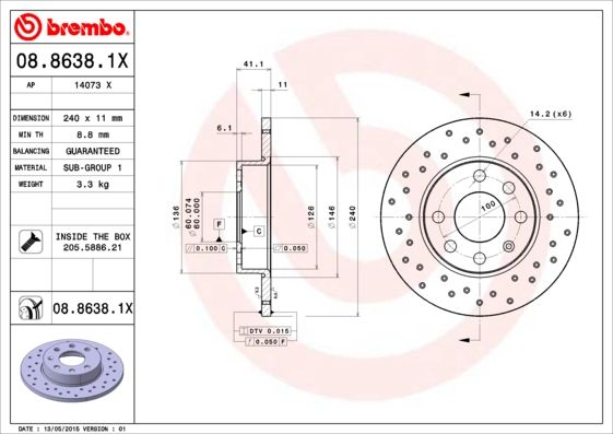Tarcza hamulcowa BREMBO 08.8638.1X
