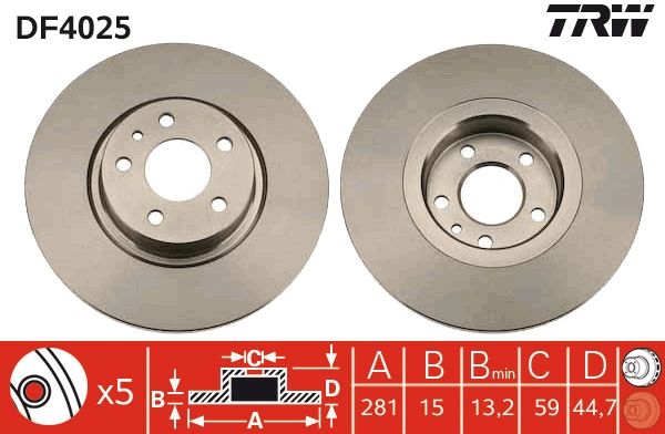 Tarcza hamulcowa TRW DF4025