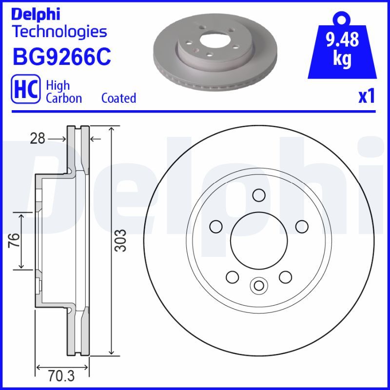 Tarcza hamulcowa DELPHI BG9266C