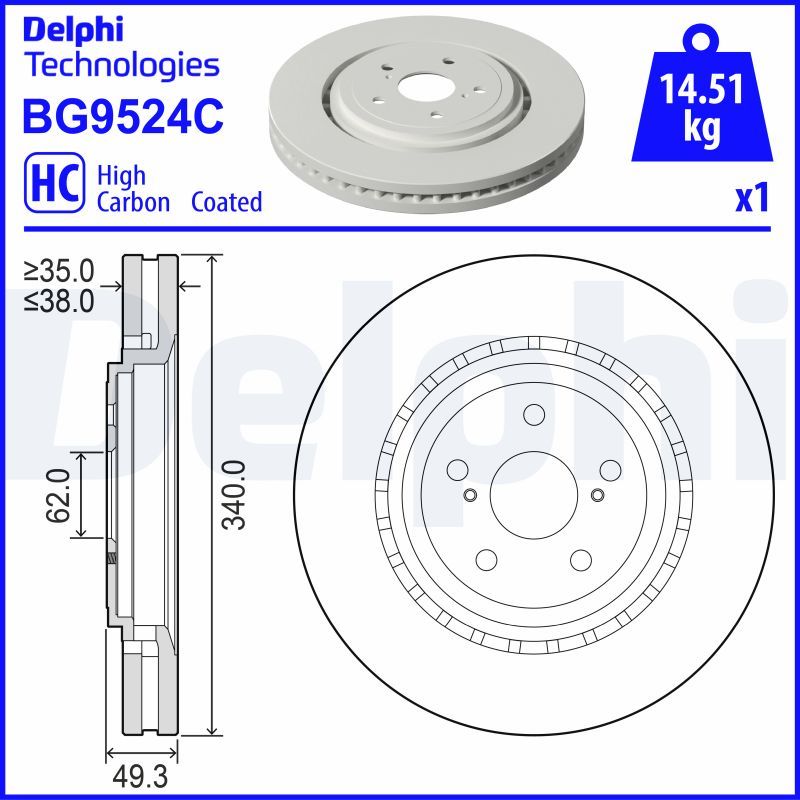 Tarcza hamulcowa DELPHI BG9524C