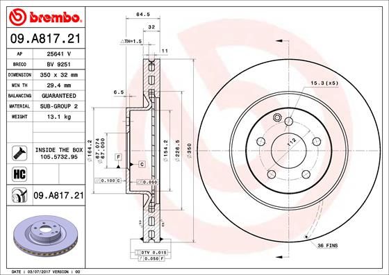 Tarcza hamulcowa BREMBO 09.A817.21