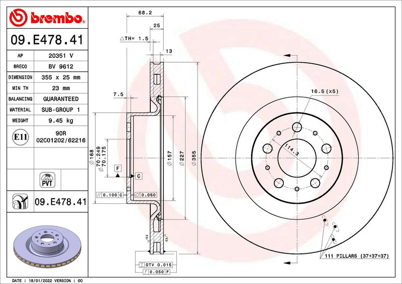 Tarcza hamulcowa BREMBO 09.E478.41