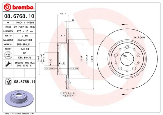 Tarcza hamulcowa BREMBO 08.6768.11