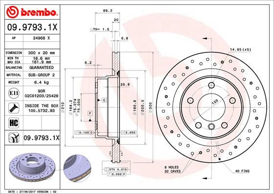 Tarcza hamulcowa BREMBO 09.9793.1X