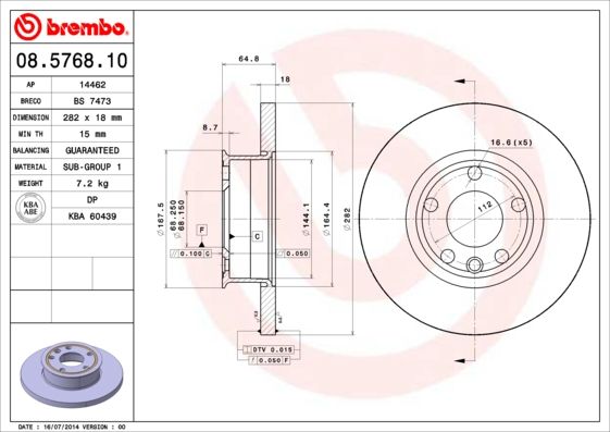 Tarcza hamulcowa BREMBO 08.5768.10