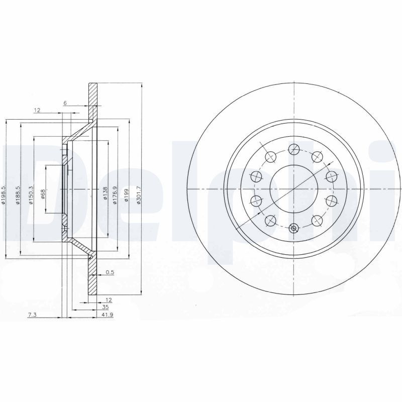 Tarcza hamulcowa DELPHI BG3956C