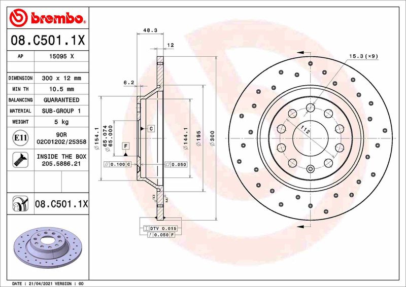 Tarcza hamulcowa BREMBO 08.C501.1X