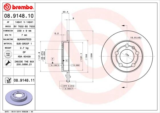 Tarcza hamulcowa BREMBO 08.9148.11