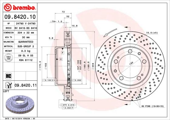 Tarcza hamulcowa BREMBO 09.8420.11