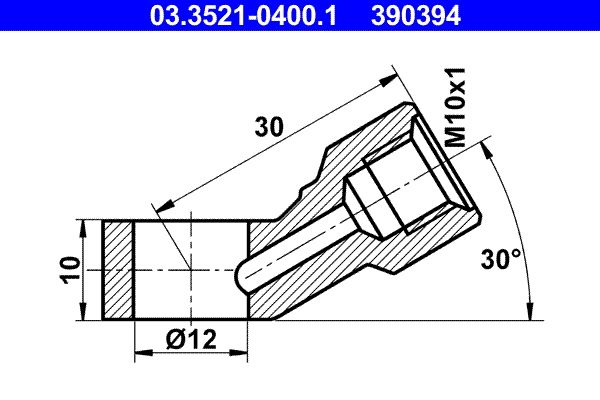 Łącznik, rurki metalowe ATE 03.3521-0400.1