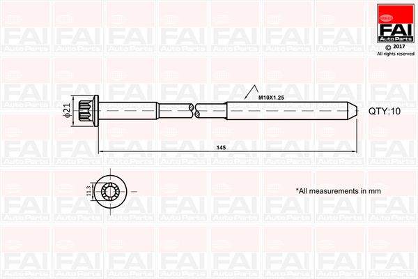 Zestaw śrub głowicy cylindrów FAI AutoParts b1140