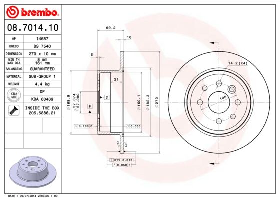 Tarcza hamulcowa BREMBO 08.7014.10
