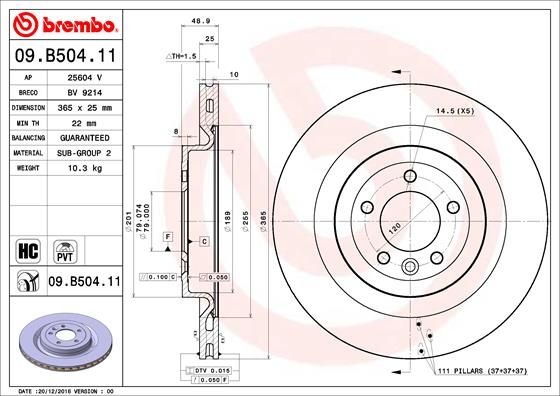 Tarcza hamulcowa BREMBO 09.B504.11