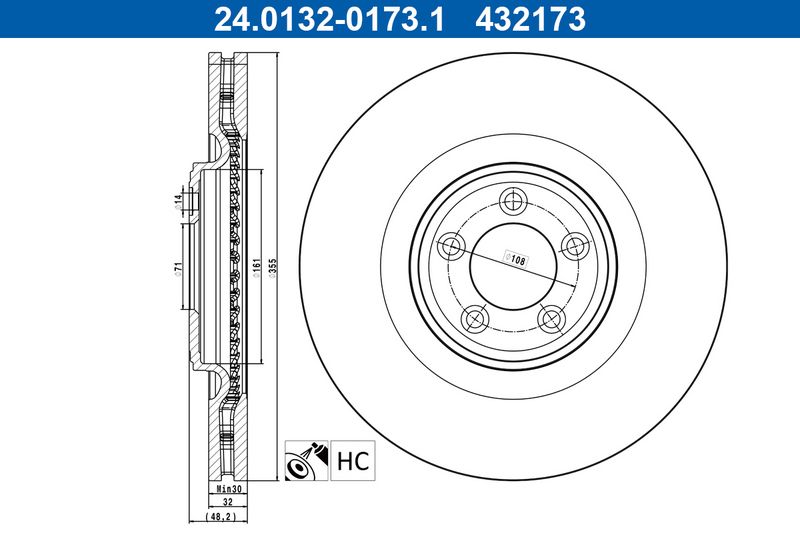 Tarcza hamulcowa ATE 24.0132-0173.1