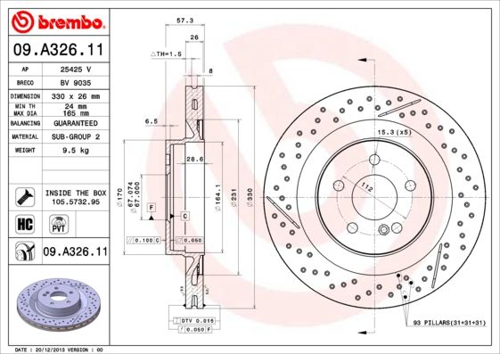 Tarcza hamulcowa BREMBO 09.A326.11