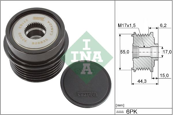 Alternator - sprzęgło jednokierunkowe INA 535023110