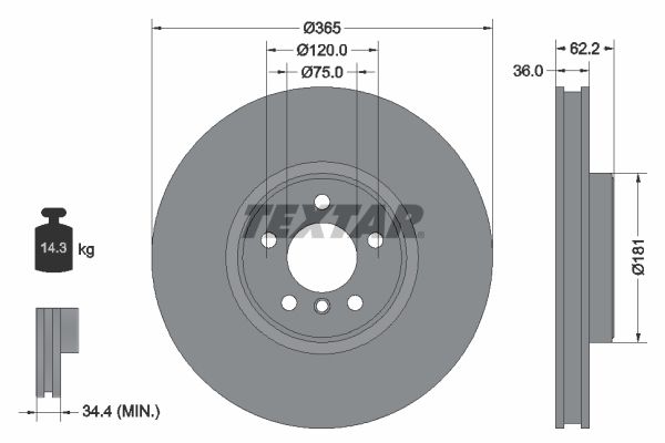 Tarcza hamulcowa TEXTAR 92161005
