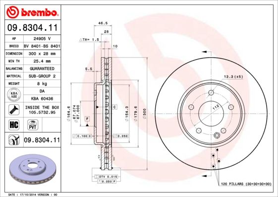 Tarcza hamulcowa BREMBO 09.8304.11