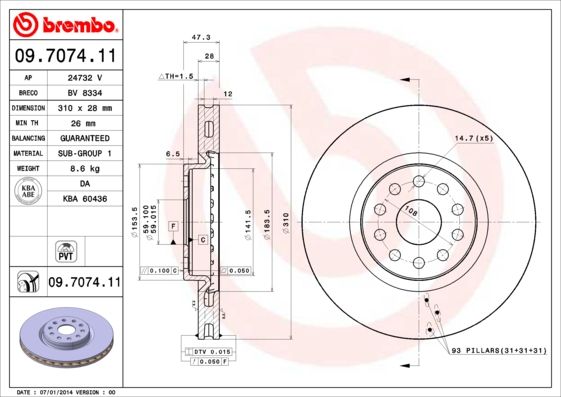 Tarcza hamulcowa BREMBO 09.7074.11