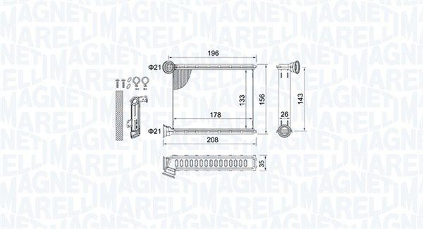 Wymiennik ciepła, ogrzewanie wnętrza MAGNETI MARELLI 350218459000