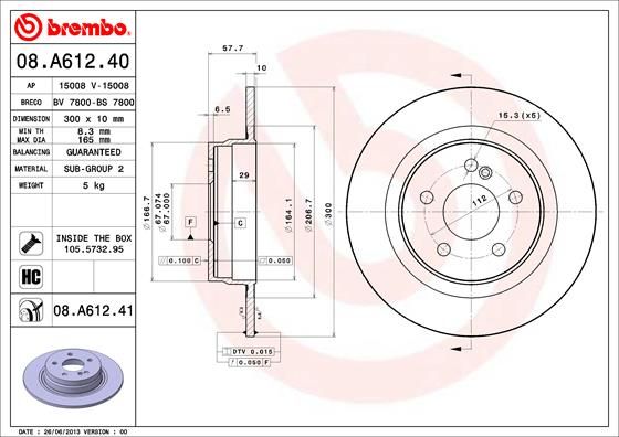 Tarcza hamulcowa BREMBO 08.A612.41