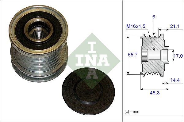 Alternator - sprzęgło jednokierunkowe INA 535003610