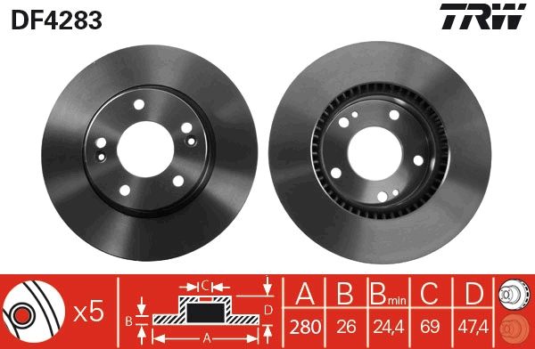 Tarcza hamulcowa TRW DF4283
