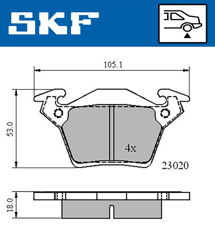 Zestaw klocków hamulcowych, hamulce tarczowe SKF VKBP90568