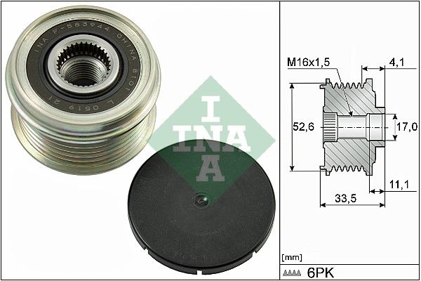 Alternator - sprzęgło jednokierunkowe INA 535 0025 10