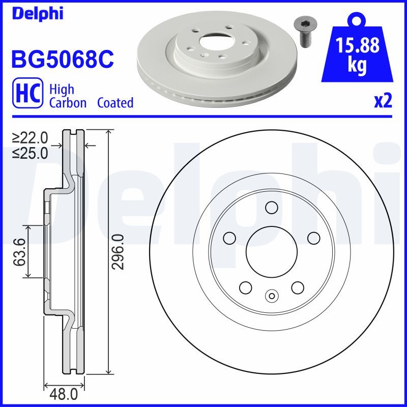 Tarcza hamulcowa DELPHI BG5068C