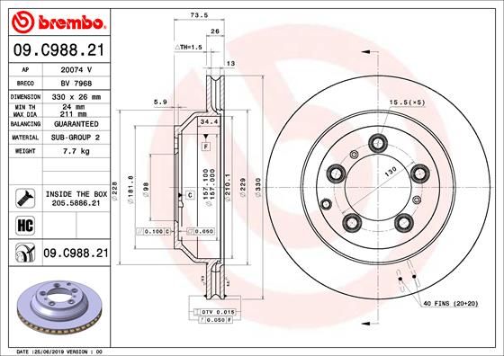 Tarcza hamulcowa BREMBO 09.C988.21