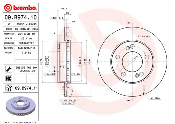 Tarcza hamulcowa BREMBO 09.B974.11