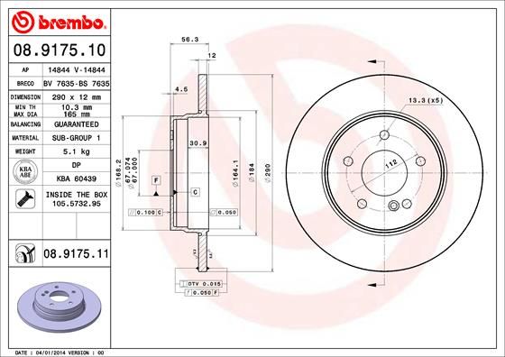 Tarcza hamulcowa BREMBO 08.9175.11