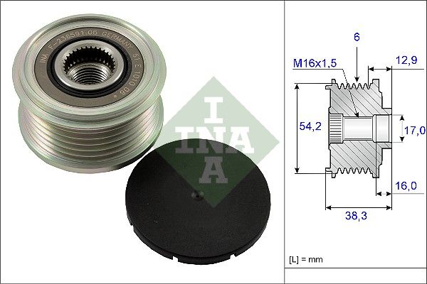 Alternator - sprzęgło jednokierunkowe INA 535006210