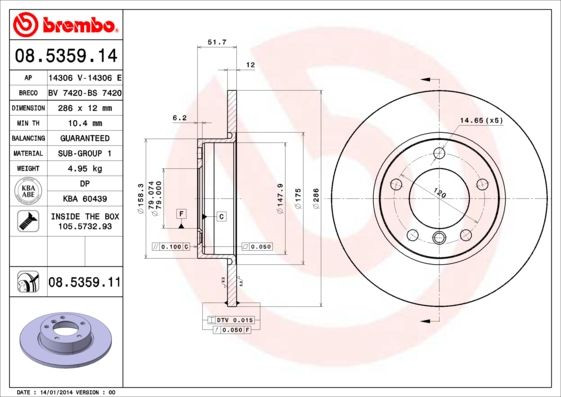 Tarcza hamulcowa BREMBO 08.5359.11