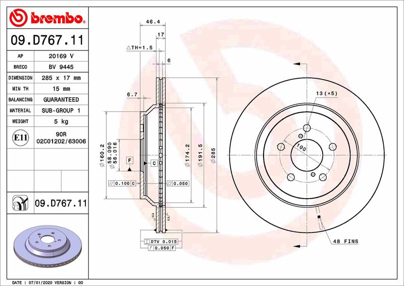 Tarcza hamulcowa BREMBO 09.D767.11