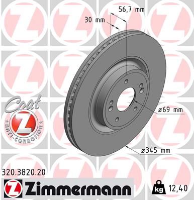 Tarcza hamulcowa ZIMMERMANN 320.3820.20