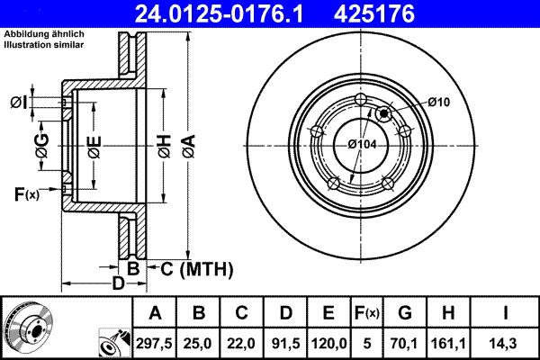 Tarcza hamulcowa ATE 24.0125-0176.1